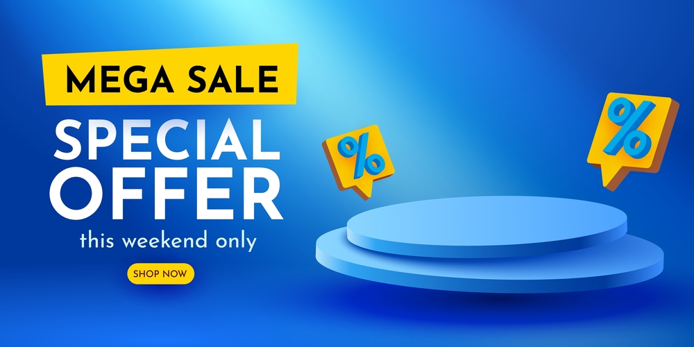 Colorful,Discount,Sale,Podium.,Special,Offer,Composition.,Vector,Illustration